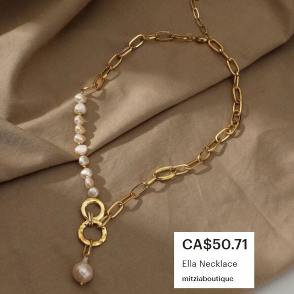 Baroque Natural Freshwater Pearl Gold Plated Necklace - Picture 2 of 5